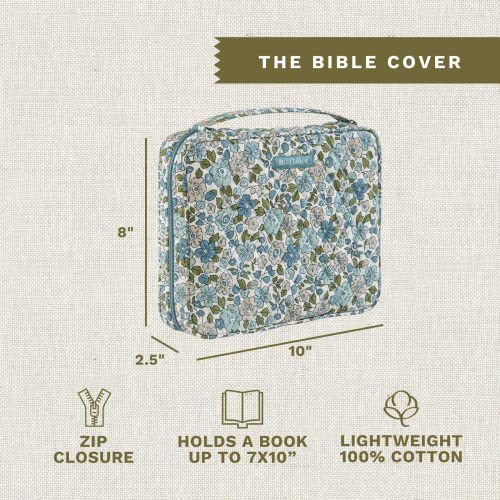 Bella Taylor Bible Cover, Quilted Bible Case, Delicate Floral Blue - color: Delicate Floral Blue, size: Large