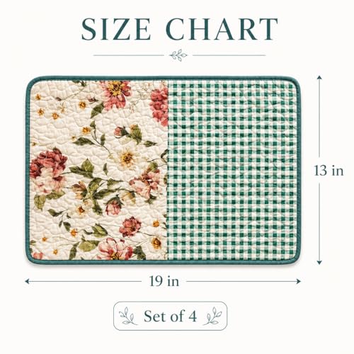 4-Piece Cottage Bloom Quilted Patchwork Placemats - color: Cottage Bloom