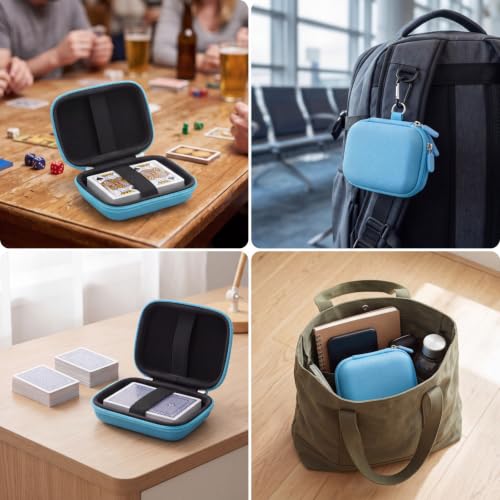 Sanwuta 4 Pcs Travel Card Games Case, Playing Card Case, Eva, Black, Blue - color: Blue