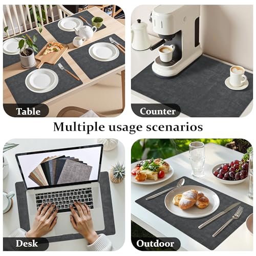 FROMHEART Faux Leather PU Placemats Set of 4 (Dark Grey,11.8" x 17") - color: Dark Grey, size: Set of 4