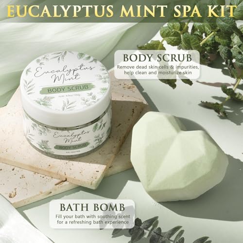 Birthday Gifts for Women, Spa Self Care Package Get Well Soon Gift Baskets - color: Sage Green - Eucalyptus Mint