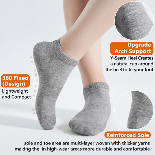 ATBITER 12 Pairs Ankle Socks Womens/Men Thin Low Cut No Show Athletic Socks - color: 12 Pairs Grey, size: Small