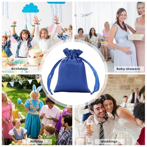 30Pcs Small Satin Gift Bags, 3x4 Blue Cloth Drawstring Pouch - color: Blue, size: 3×4 in