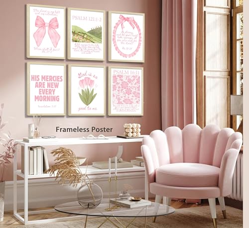 QLDENIX 6PCS 12X16in Pink Christian Canvas Wall Art Bible Verses Posters - color: Pink Bible-poster, size: 16"Lx12"W