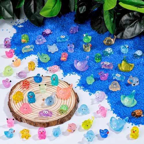 240 PCS Luminous Mini Resin Animals 30 Styles Miniatures Animal Figurines Glow in the Dark Tiny Little Animals Figures to Hide for DIY Fairy Garden Micro Landscape Dollhouse Aquarium Party Decor - color: 240pcs-animals
