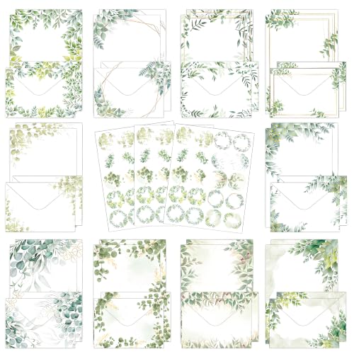 FUNCLASS 160 Pcs Leaf Stationery Set Letter and Envelopes - color: Leaf Unlined