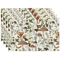 Boho Beige Wild Mushroom Print Placemats Set of 4 12x18 Inch - color: Beige, size: Set of 4