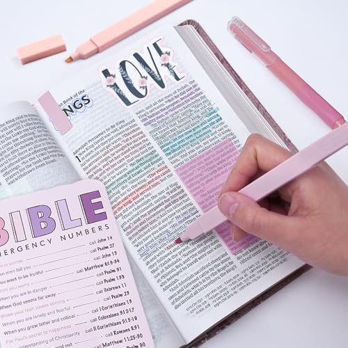 XKDOUS 50 Bible Study Supplies Journaling Kit with Journal and Case, Pink - color: Pink