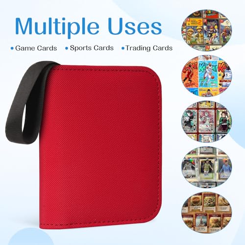1 Pocket Card Binder – Collectible Trading Card Album, Single Card Holder with 20 Pages, Holds 40 Cards, Side-Loading Mini Binder for TCG, MTG, Sports, Baseball, Football, Small Sports Card Book,Red - color: Red
