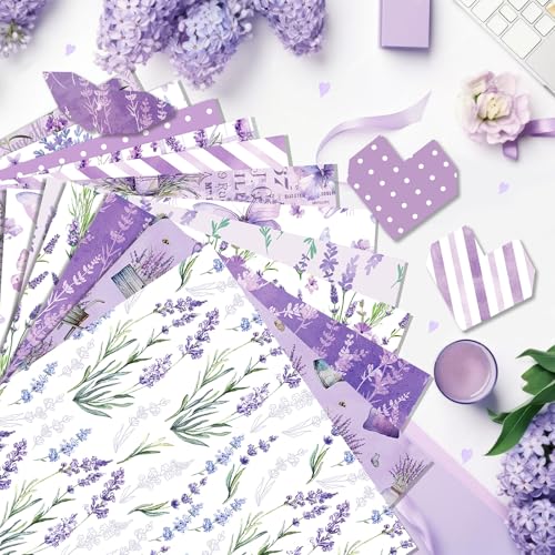 24 Sheets Lavender Scrapbook Paper 12''×12'' Double-Sided Pattern Paper