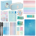 XKDOUS 50 Bible Study Supplies Journaling Kit with Journal and Case, Blue - color: Blue
