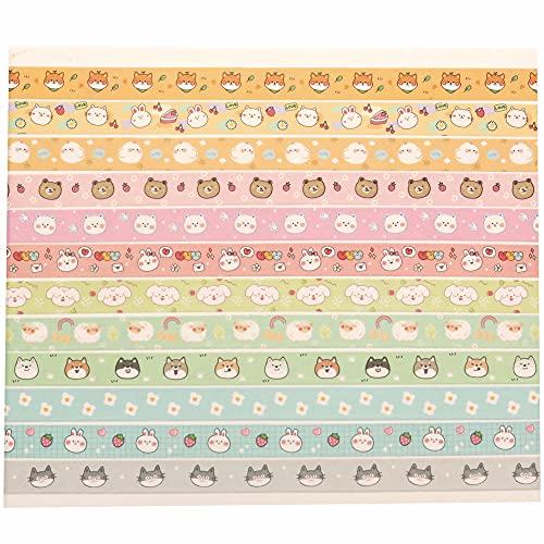 Cute Pets Washi Tape Set 18 Rolls Skinny Gold Embellishment Decorative Masking Tapes for Arts, DIY Crafts, Journals, Planners, Scrapbook, Wrapping (Puppies) (Puppies) - color: Puppies
