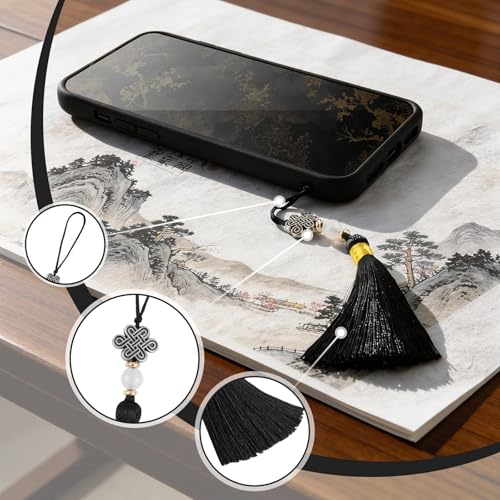24PCS Chinese Knot Tassel Pendant for Phone Case, Mini Mala Tassels, Black - color: Black 24 Pcs