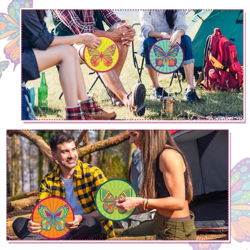 Gejoy 24 Pcs Colorful Butterfly Foldable Hand Fans Flying Disc 8 Style - color: Colorful Butterflies
