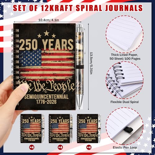 Resurhang 24 Pcs 250th Anniversary Patriotic Gifts Flag Notebook Pens - style: Independence Day