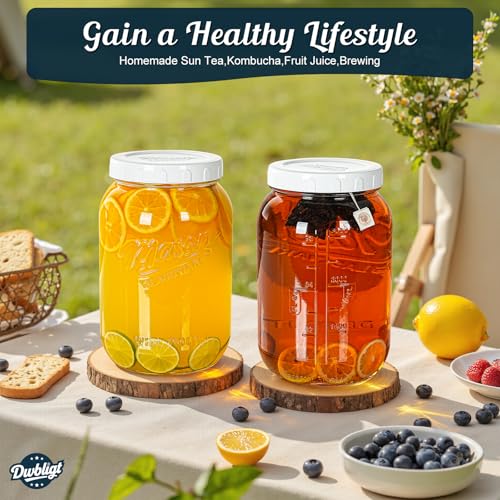 2 Pack Wide Mouth Mason Jars with Airtight Lid and Silicone Gasket - size: 1 Gallon/2 Pack
