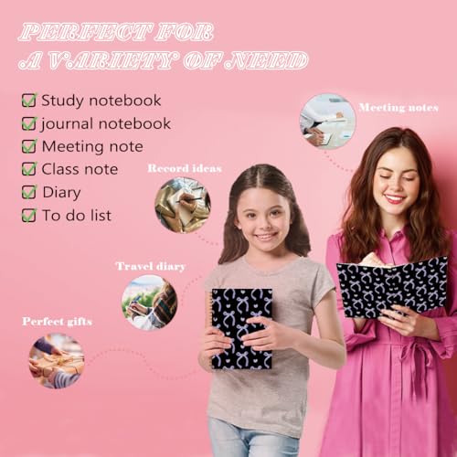 QUICQOD Coquette Purple Bow Spiral Notebook with Black Cover 5.5x8.3 Inch - color: blackpurple