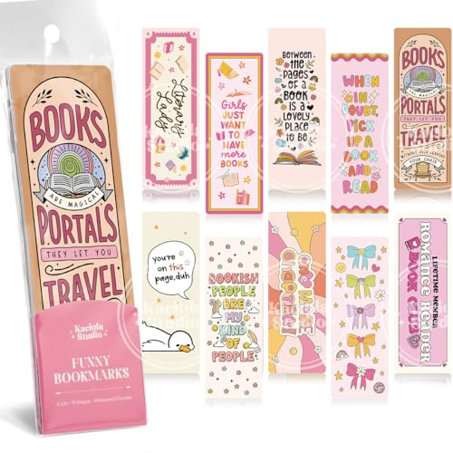 Kaciola Studio 10 PCS Colorful Bookmarks,Funny Bookmarks for Women,Double Sided Cute Romance Booklover Gifts,Book Lovers Gifts for Romance Reader Friends Girls - color: Colorful