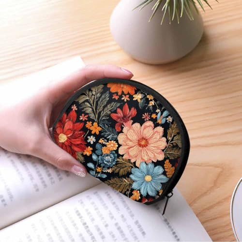 IBILIU Small Coin Purse Black Flower Embroidery Colorful Flowers Beautiful Floral Ornament Mini Wallet Coin Pouch Change Purse For Women Men - color: Coinp-017
