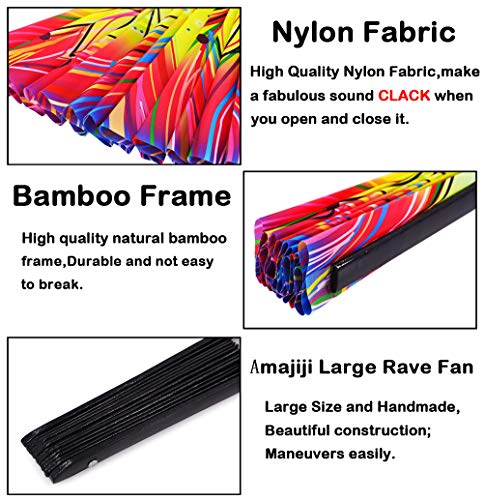 Large Folding Hand Fan Rave Fans, Fire Phoenix - color: Fire Phoenix