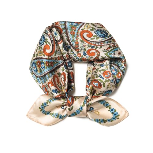 100% Mulberry Silk Scarf - 21" Square Lightweight Neckerchief, Gift Packed - color: White-4