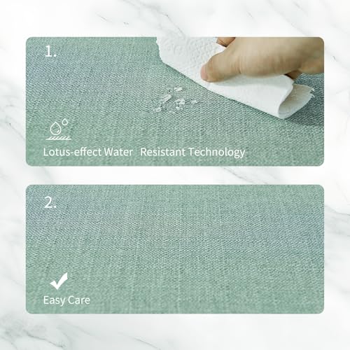 BALCONY & FALCON Rectangle Table Cloth Waterproof Celadon Green Placemats - color: Celadon Green, size: 17.7" x 13.8" (Rectangular)-4pcs