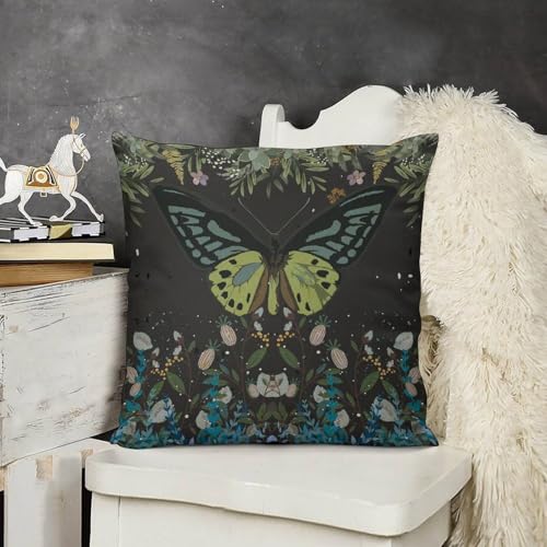 Mysterious Wildflower Butterfly Pillow Covers Spring Night Gothic Garden Floral Home Decor Sofa Bedroom Cushion Outdoor Indoor Decorations 16 "x16 - color: Butterfly-7, size: 16" x 16" (Pack of 2)