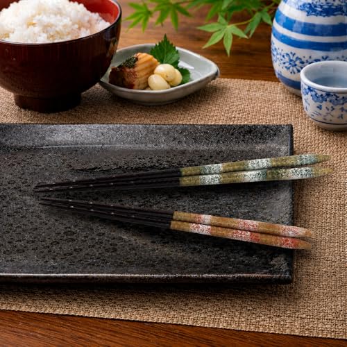 Premium Japanese Chopsticks Set for 2 [Made in Japan] Reusable Wooden Chopsticks with Elegant Iridescent Inlay Traditional Lacquered Finish D (Platinum White 2prs (MK061)) - color: Platinum White 2prs (MK061)