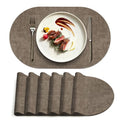 Placemats Set of 6, 17.7 x 11.8 Inch Oval Faux Leather Place Mats - color: R-drak Coffee