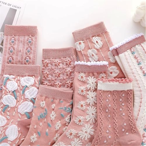 Lavish Lavender Argyle Frill Socks for Women, Dress Socks - color: 5pair-pink2