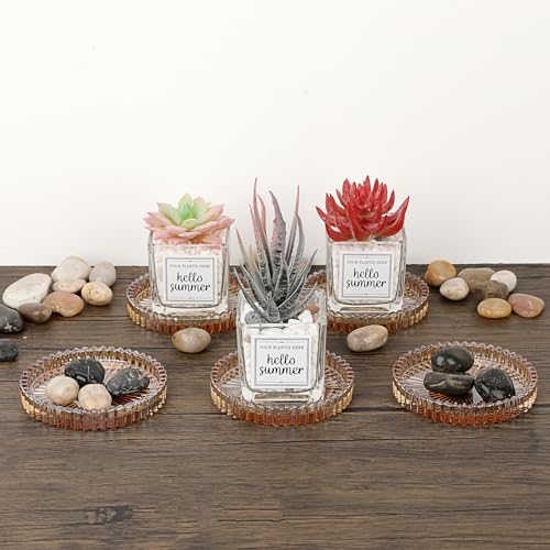 JUXYES Set of 5 Heat-Resistant Clear Glass Coaster for Hot and Cold Drinks - color: Amber, size: 5 Pack