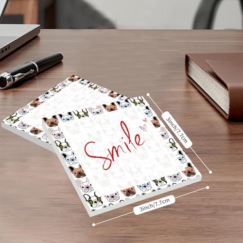 Cute Sticky Notes 3 x 3 in, 2 Pack Self Stick Note Pads with Fun Patterns, Strong Adhesive Memo Pads for Office School Home, 80 Sheets per Pad Puppy Face - color: Puppy Face