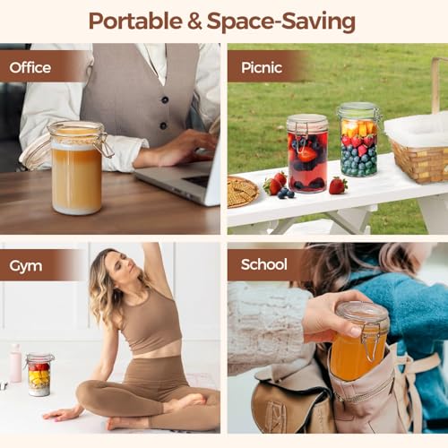 ComSaf Small 16 oz Glass Jars with Airtight Lids 6 Pack Pickling Pantry - size: 17 fl oz x 6