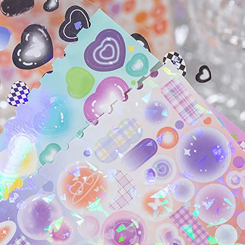 Doraking 50 Sheets Laser Sticker Book for Arts Craft Scrapbook - style: B