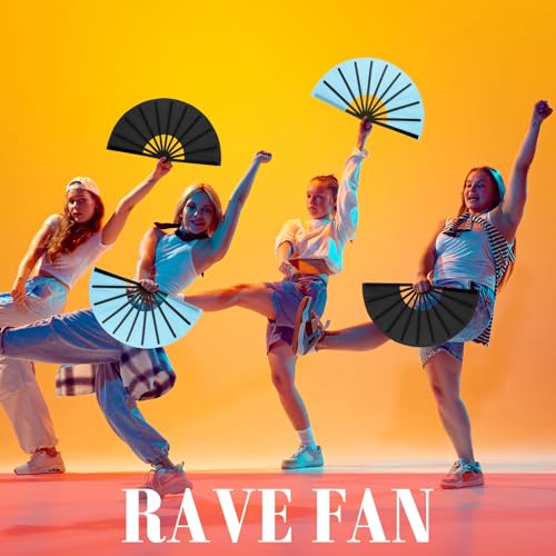 Maitys 2 Pack Foldable Fans for Rave Dancing,Modern Color,Simple Pattern - color: Modern Color, style: Simple Pattern