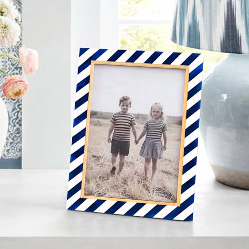 Handicrafts Home Decorative Resin Inlay & Brass Blue Picture Frame, 5x7 - color: HALO-GONDOLA, size: 5X7