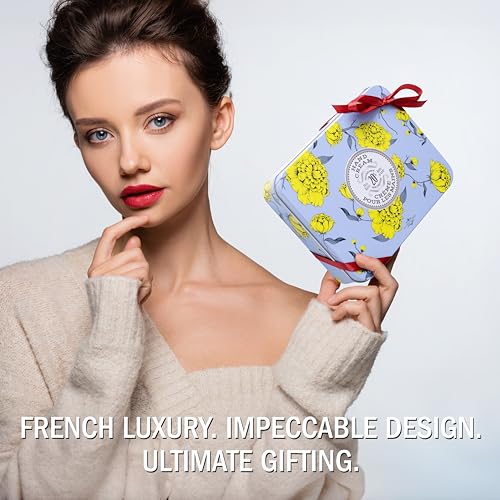 La Chatelaine Hand Cream Trio Tin, Mothers Day Gift Set, Natural Hand Lotion, Made in France with 20% Organic Shea Butter, Nourishing (Lavender, Lychee Bilberry & Lemon Verbena) 3 x 1 fl oz - style: Lavender Trio
