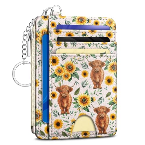 Kelvoris Credit Card Holder Small Wallet Women, Slim RFID, Highland Cow - color: Cow