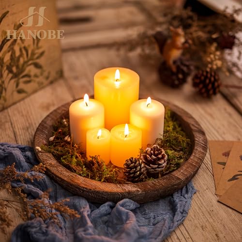 Hanobe Wooden Tray for Coffee Table, Decorative Round Candle Holder Plate - color: Distressed