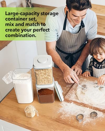 Airtight Food Storage Containers Set with One-Touch Lid, 2-Pack (2.8 QT / 2.65 L) Stackable PET, Best for Cereal, Flour, Rice & Baking Organizers. - color: 2.8QT*2