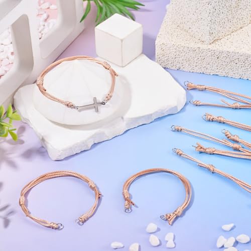 20Pcs Burlywood Adjustable Braided Cord Colorful Waxed Thread Half Finished Bracelet with Jump Rings for Wrist DIY Women Jewelry Making Friendship Fashion Bangle Accessory - color: Burlywood