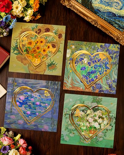 4pcs Metal Clip Heart Bookmarks for Reading Women, Van Gogh Monet Oil Painting Cute Hollow Butterfly Corner Page Book Marks for Women,Teachers Students,Reading Accessories Gifts for Book Lovers - style: Heart-4PCS