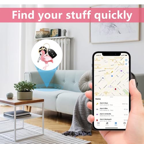 Leather Keychain holder Protective Case Compatible with Apple AirTag - color: Flamingo