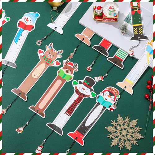 Outus 12 Pcs Christmas Bookmarks with Cute Pendant & Ruler for Kids Women - style: Christmas