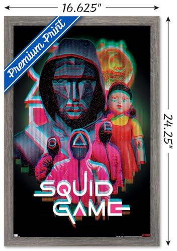 Trends International Netflix Squid Game: Season 2 - Group Glitch Wall Poster, 22.4L x 14.7W, Barnwood Framed Version - color: Barnwood Framed Version, size: 22.4"L x 14.7"W
