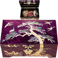 Mother of Pearl Lacquer Wood Jewelry Box, Pine Tree, Purple - style: Pine Tree Purple