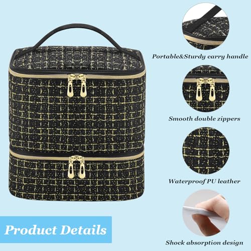 CTWWFS Nail Polish Organizer and Nail Lamp Case, Nail Kit Organizer Holds 30 Bottles (15ml - 0.5 fl.oz) and a Nail Lamp, Nail Polish Carrying Case with Manicure Tools Storage Sections (C-Black) - color: C-Black