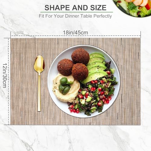 BETEAM Placemats Set of 6, Woven Vinyl Placemat for Dining Table Washable Wipeable Kitchen Place Mats Durable Indoor Outdoor Table Mats - color: Brown, size: 6 Pcs