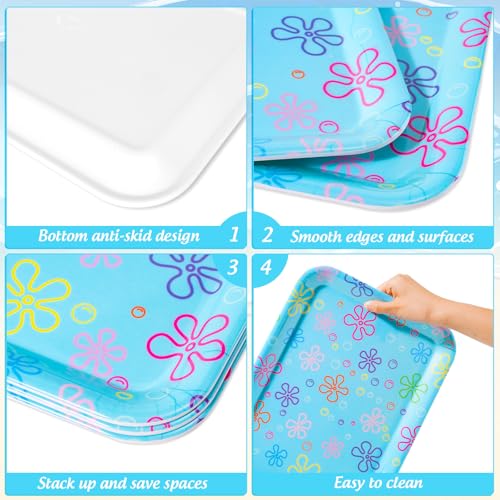 JarThenaAMCS 3Pcs Cartoon Sponge Serving Trays Under the Sea Flower Bubble Reusable Serving Dishes Melamine Platter Party Decoration for Ocean Birthday Party Sharing Snacks Fruit Dessert, 13 x 10 Inch - style: Cartoon Sponge
