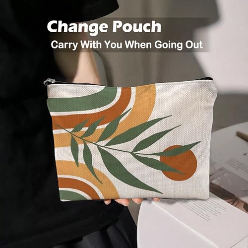 Boho Makeup Bag, Abstract Boho Sun Rainbow Botanical Cosmetic Bags Toiletry Bag for Women, Mid Century Modern Makeup Pouch - color: Boho-b